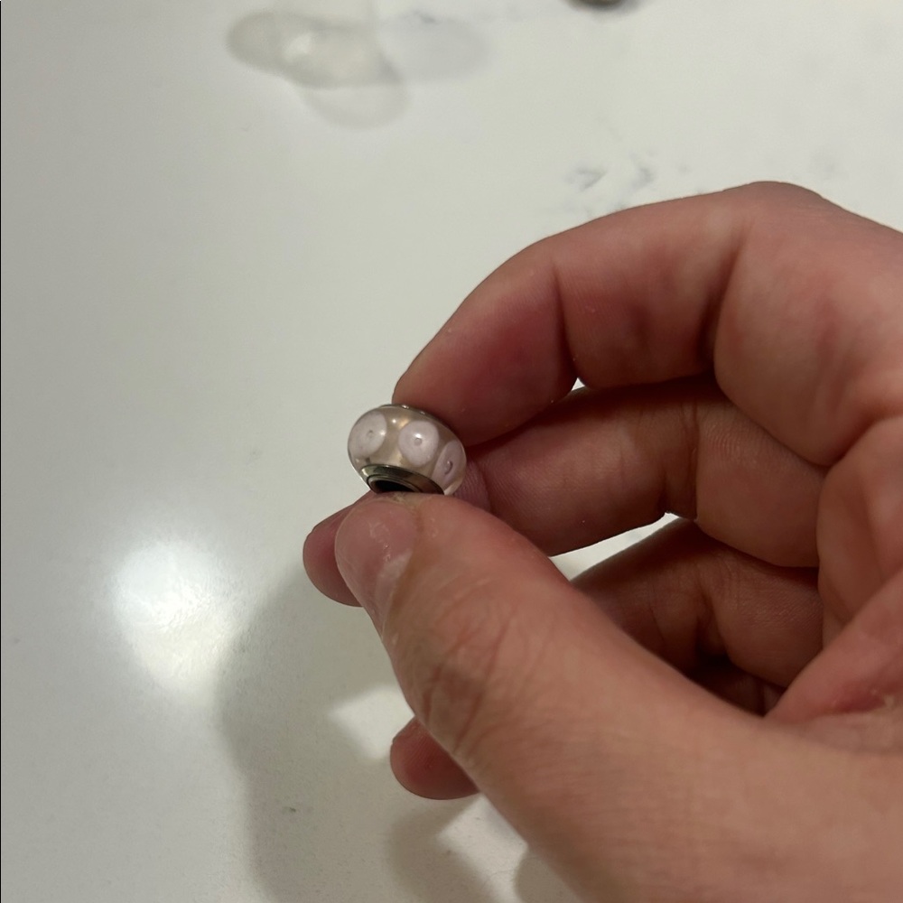 Elegant Pink and Silver Glass Bead